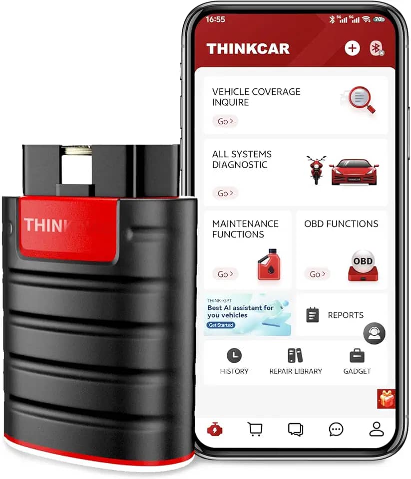 Scanner Thinkdiag OBD2 Bluetooth, todos os sistemas bidirecionais, ferramentas de diagnóstico de nível OE com codificação ECU, mais de 15 funções de serviço, todos os softwares gratuitos