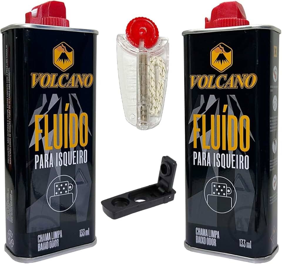 Kit 2 Fluidos Volcano (133ml) Pedra Pavio E Vedação Anti Evaporação