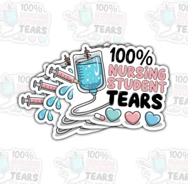 3 pçs 100% adesivo de lágrimas de estudante de enfermagem engraçado vida escolar decalque de vinil à prova d'água para laptop, notebook, carro, estudantes de medicina, presentes de enfermagem