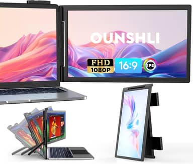 Armazém Brasil, Extensor de tela portátil, 14" 1080P Dual Screen, Monitor portátil de rotação de 250 ° para laptop, Travel Display para laptop 14-16 '' com porta USB-C/HDMI, Plug & Play