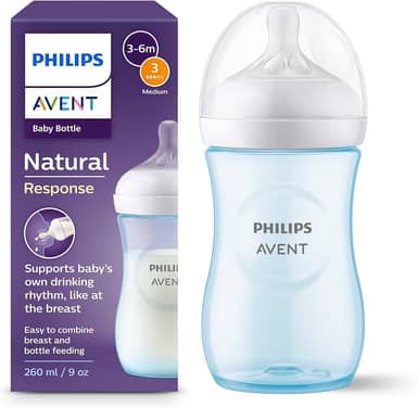 Philips Avent Mamadeira Pétala 3.0 9oz/260ml com bico de fluxo médio (Fluxo 3), Azul, SCY903/21