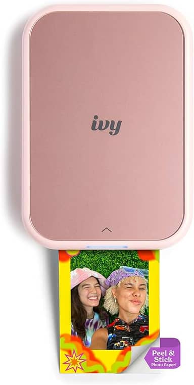 Canon Mini impressora fotográfica IVY 2, impressão de dispositivos iOS e Android compatíveis, impressões adesivas nas costas, rosa blush