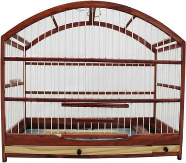 Gaiola Pequena Para Passarinho Em Madeira - Coleira/Coleiro/Coleirinha Mogno