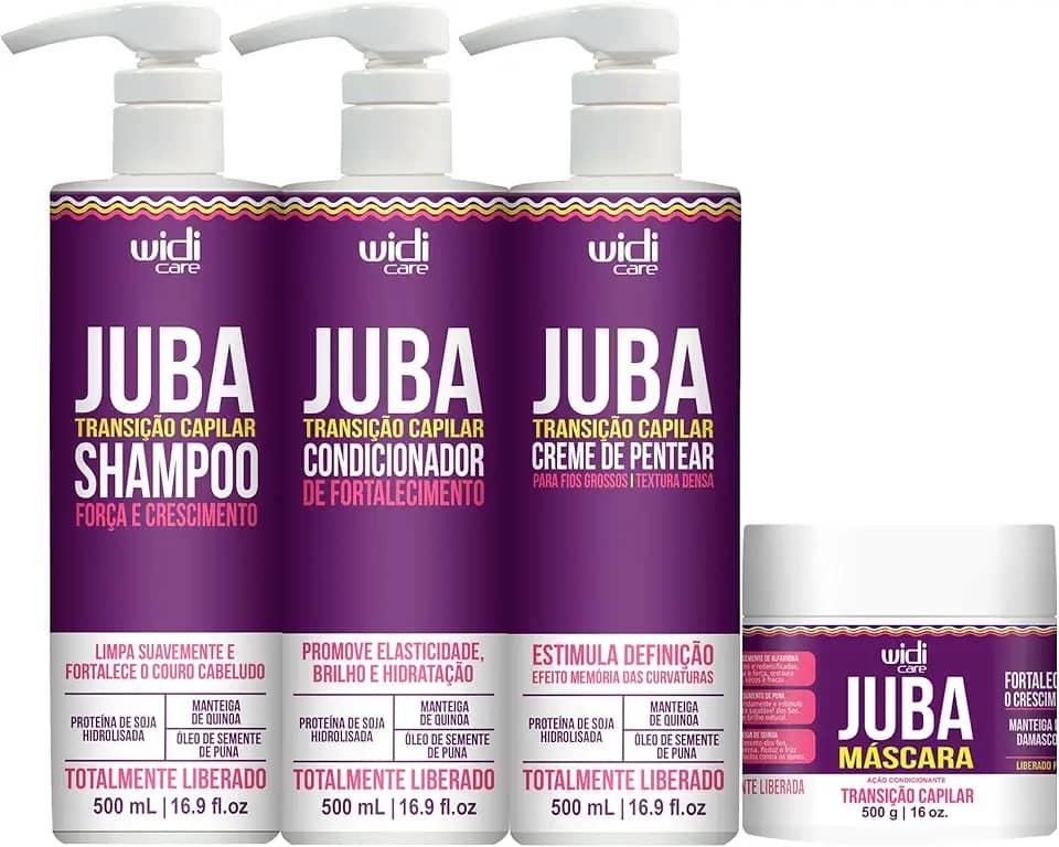 Kit Widi Juba Transição Capilar Shampoo, Condicionador, Creme Denso e Máscara