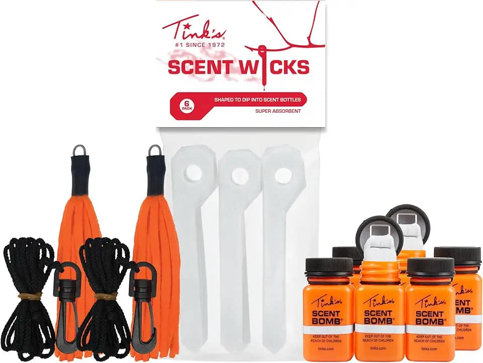 TINK'S Pacote econômico de iscas de perfume | Iscas de distribuição de perfume e aromas de cobertura, acessórios de caça, pacote variado inclui (2) bombas de perfume, (1) arrastador de perfume e (1)