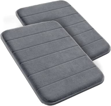 Decolab Tapete Antiderrapante Banheiro Super Soft | Kit Tapete Banheiro Box ou Banheira Completo | Jogo Tapetes Para Banheiro Multiuso Decoração Quarto (Cinza-escuro, 2 Peças)