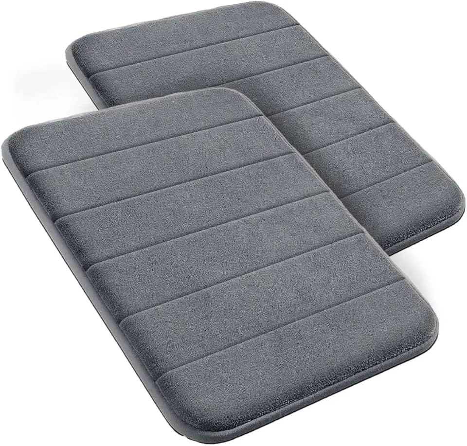 Decolab Tapete Antiderrapante Banheiro Super Soft | Kit Tapete Banheiro Box ou Banheira Completo | Jogo Tapetes Para Banheiro Multiuso Decoração Quarto (Cinza-escuro, 2 Peças)