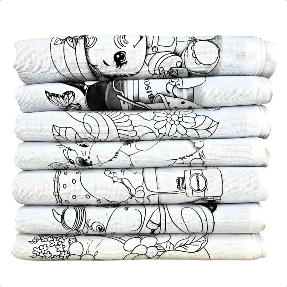 Kit 5 Panos de Prato Riscado P/Pintura Desenho Santa Margarida