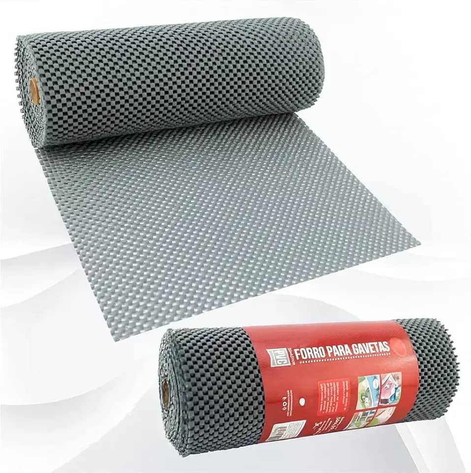 Genérico Forro de Armário/Gaveta Cozinha Antiderrapante 30x460cm PVC Cinza