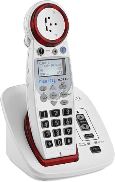 Clarity Telefone fixo sem fio amplificado XLC3.4+ para idosos, deficientes auditivos, deficientes auditivos | Telefone residencial portátil de 50 dB com amplificador de telefone embutido, toque alto