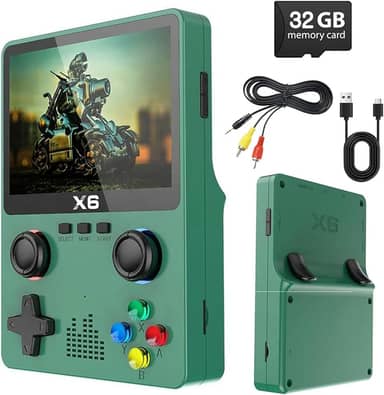 Console de Jogos Portatil Retro com 10.000 Jogos Classicos HDMI TV Saida Cartao 32GB Bateria 2000mAh Presente Video Game Portatil (Verde)