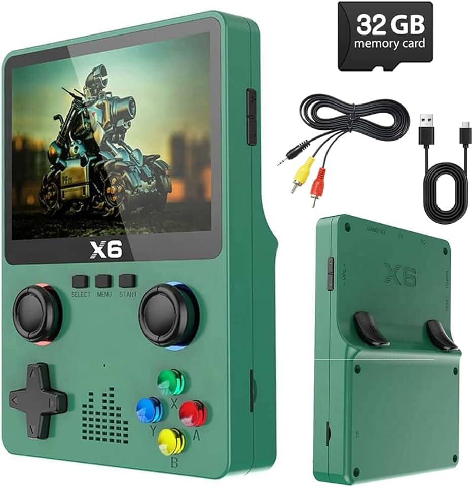 Console de Jogos Portatil Retro com 10.000 Jogos Classicos HDMI TV Saida Cartao 32GB Bateria 2000mAh Presente Video Game Portatil (Verde)