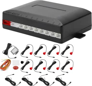 Sistema de radar de backup reverso de veículo automotivo LCD Display de distância Sensores de estacionamento reverso detecção de distância 8 sensores de estacionamento vermelho