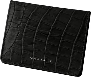 Carteira Feminina de Couro Bovino Legítimo p/Cartões, RG, CNH e Cédulas Dobradas Mariart 649 (Croco Preta)