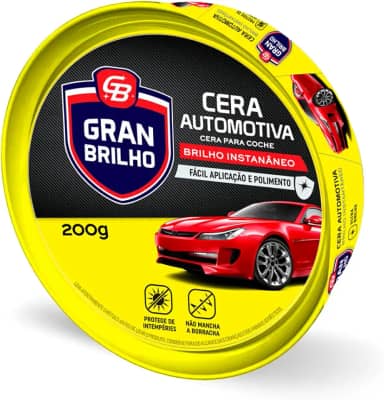 Cera Automotiva Pasta Brilho Instantâneo Gran Brilho 200G, Gran Brilho, Cera Pasta Em Lata Para Veículos, Amarelo, Fácil Aplicação E Polimento, Protege De Intempéries E Não Mancha As Borrachas