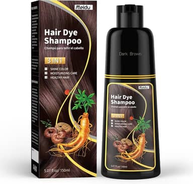 IIIMEIDU Shampoo de tintura de 3 em 1 shampoo instantâneo para de ingredientes herbais para mulheres e para mim capa de xampu 3 em 1-100% de cobertura cinza 150ml (Marrom escuro)