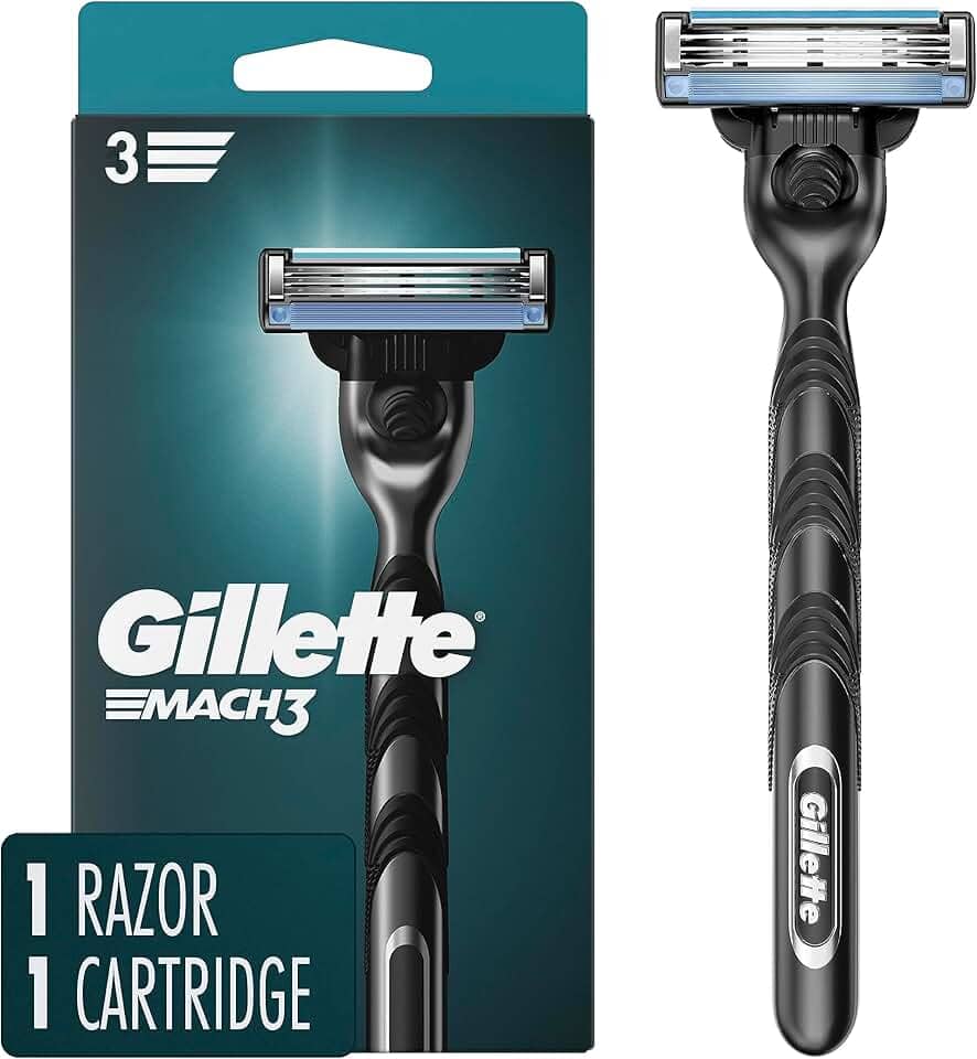 Gillette Mach3 Navalha para homens, 1 cabo de barbear + 1 refil de lâmina