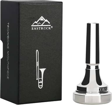 EASTROCK Bocal de trombone, bocal de trombone banhado a prata, haste grande 4AL, acessórios para instrumentos de trombone embalados a vácuo