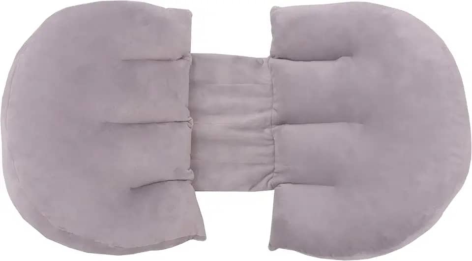 Almofada Travesseiro Ajustável Para Grávida Tecido Aveludado - Cinza