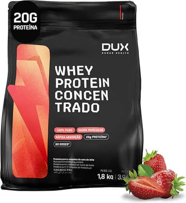 Whey Protein Concentrado Morango Refil 1.8kg – Contribui Para o Ganho Muscular Hipertrofia – Dux Human Health