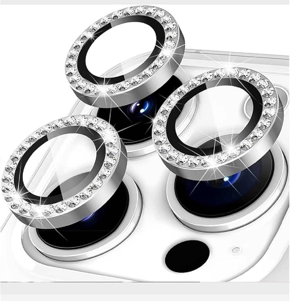 Kit 3 Película Câmera Strass Brilho Compatível Com iphone 11 12 13 Proteção Prateado iphone 11