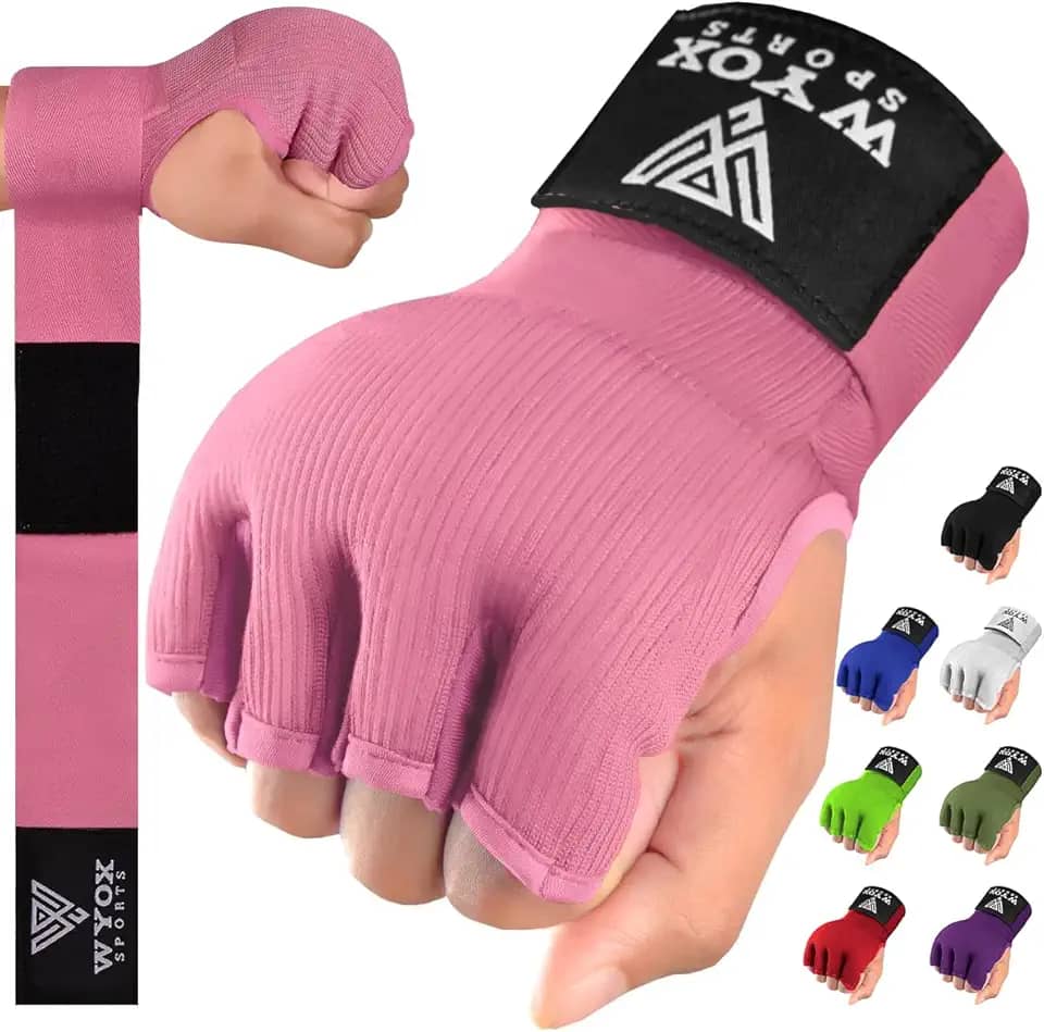 Luvas internas de boxe em gel WYOX para homens e mulheres – Alça de pulso rápida de 80 cm, suporte acolchoado para juntas, bandagens sem dedos para treinamento de MMA e Muay