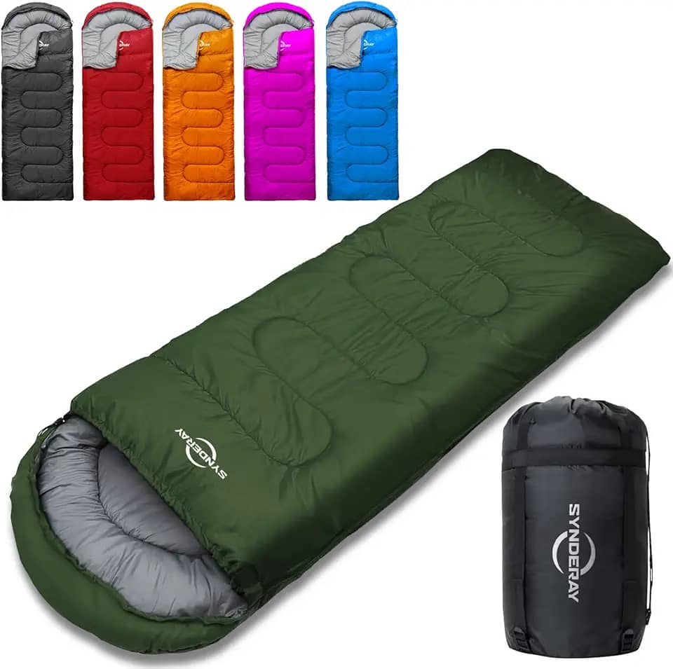 Synderay Sacos de dormir para adultos em clima frio e quente - Saco de dormir para mochila e acampamento para crianças de 10 a 12 anos, meninas, meninos - Compacto leve com saco de compressão para uso