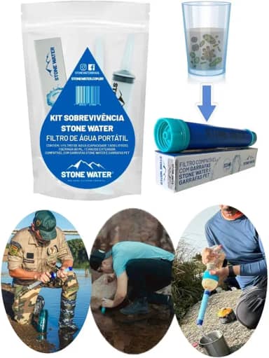 Kit Sobrevivência Stone Water Filtro de Água Portátil