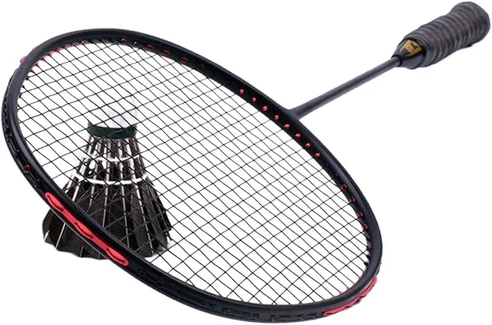 Raquete de badminton única, raquete de badminton profissional ultraleve de fibra de carbono, ofensiva e 6U - 72g/402 (preta)