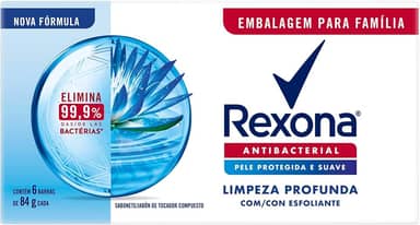 Rexona Pack Sabonete Em Barra Antibacterial Limpeza Profunda Envoltório 6 Unidades De 84G Cada Leve Mais Pague Menos