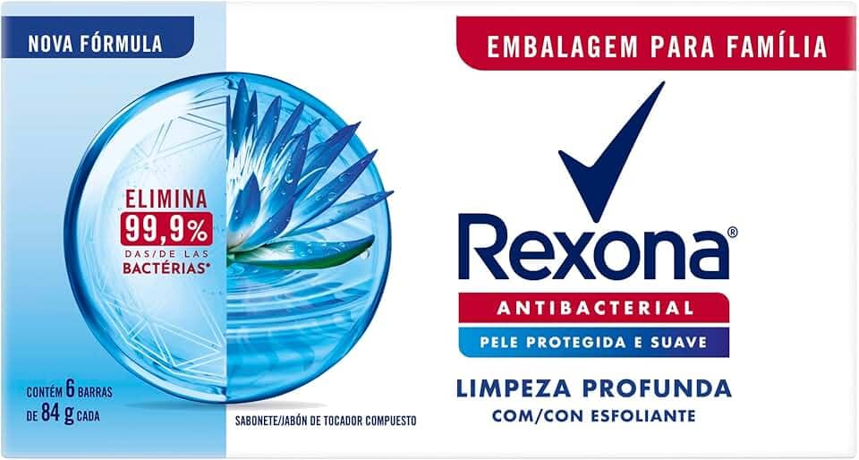 Rexona Pack Sabonete Em Barra Antibacterial Limpeza Profunda Envoltório 6 Unidades De 84G Cada Leve Mais Pague Menos