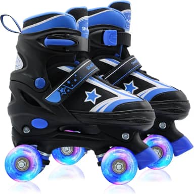 Patins infantis para meninas e meninos com rodas iluminadas | Sapatos de patins de tamanho ajustável para jovens e mulheres de 5 a 8 e 8 a 12 anos