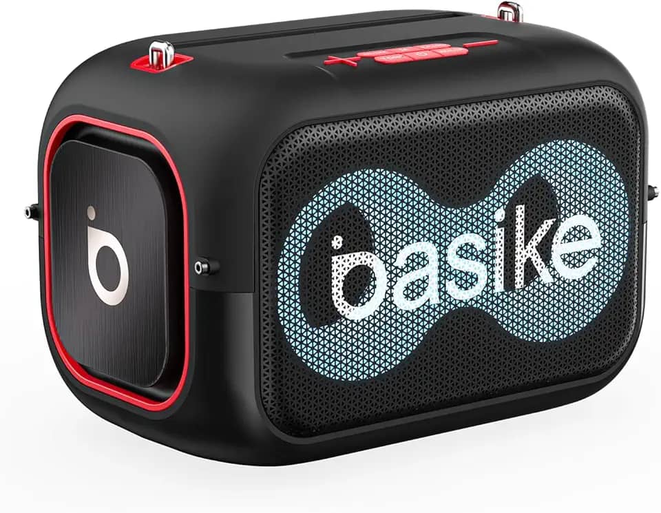 Caixa de Som Bluetooth Basike, Caixinha de Som Potente, IPX5, 6 Horas de Bateria, Rádio FM, Entrada AUX/USB/TF, Carregamento Tipo-C (preto)
