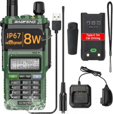 Rádio amador Baofeng UV-9R Pro 8W de longo alcance VHF UHF banda dupla tripla à prova d'água recarregável portátil rádio bidirecional Walkie Talkies com cabo de carregamento tipo C para acampamento