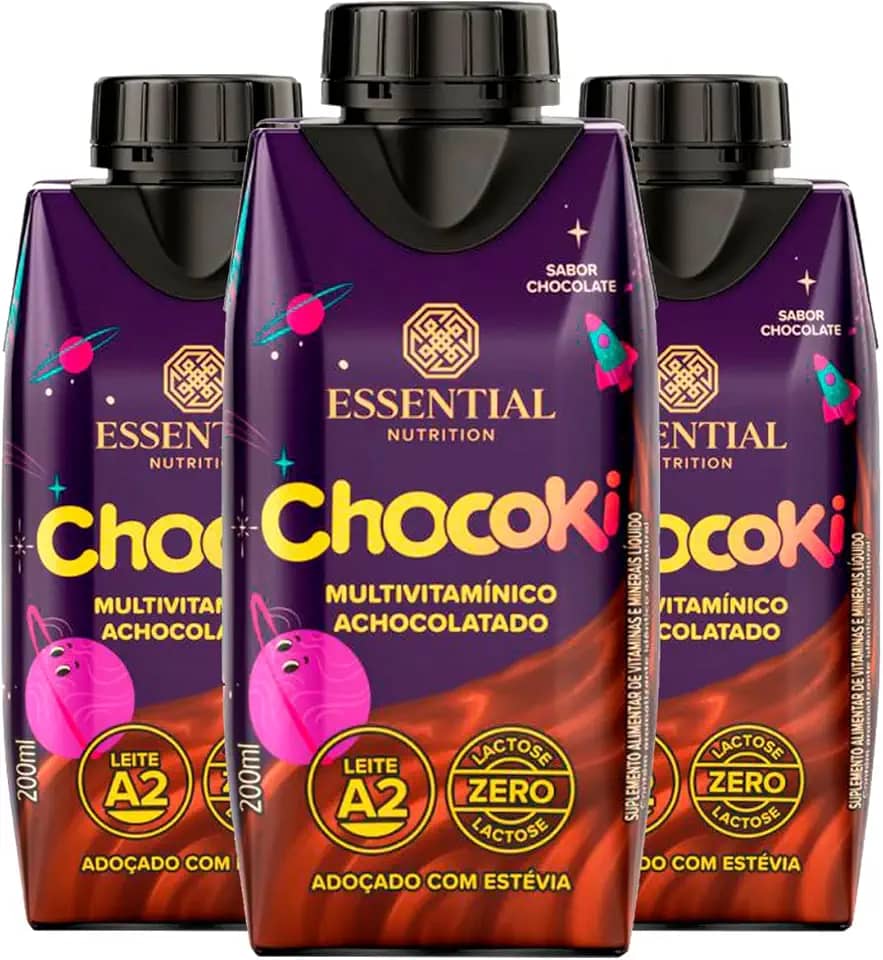 Kit 3 Chocoki Achocolatado Multivitamínico Essential Nutrition 200ml