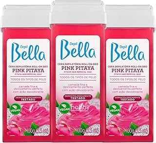 Depil Bella Cera Depilatória Roll-on Pink Pitaya, Vegana, 100g, Kit com 3 Unidades