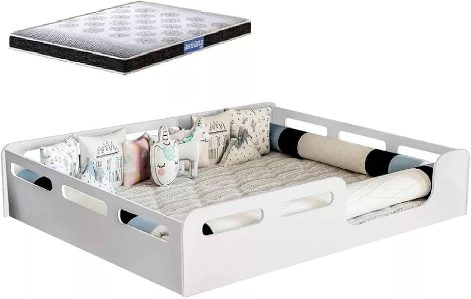 Cama Casal Montessoriana 100% Mdf + Colchão Probel 188x138 -Branca