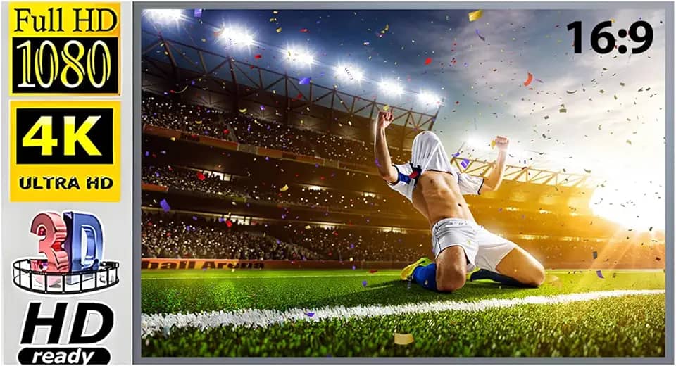 84 Polegadas Tela para Projetor - Tela Projetor，16:9, 68-210cm Ajustável, Ideal para EstudantesProfissionais de Escritório e Domicílio (84 Polegadas)