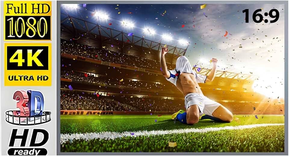 100 Polegadas Tela para Projetor - Tela Projetor，16:9, 68-210cm Ajustável, Ideal para EstudantesProfissionais de Escritório e Domicílio(100 Polegadas)