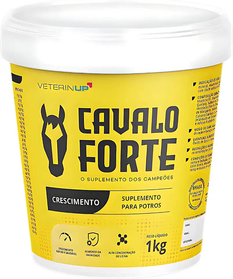 Suplemento Cavalo Forte Crescimento Potros 1KG | Nutrição para Desenvolvimento Ósseo, Massa Muscular e Estrutura | Rico em Lisina, Cálcio e Minerais Essenciais | Formulado po Veterinários | VeterinUp