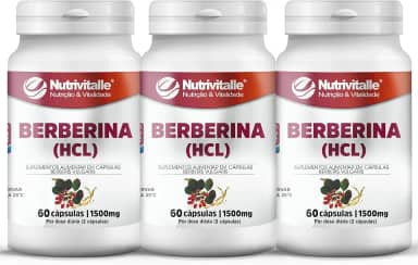 Berberina + Tcm 60 Cáps 700mg Softgels Nutrivitalle 3 Potes