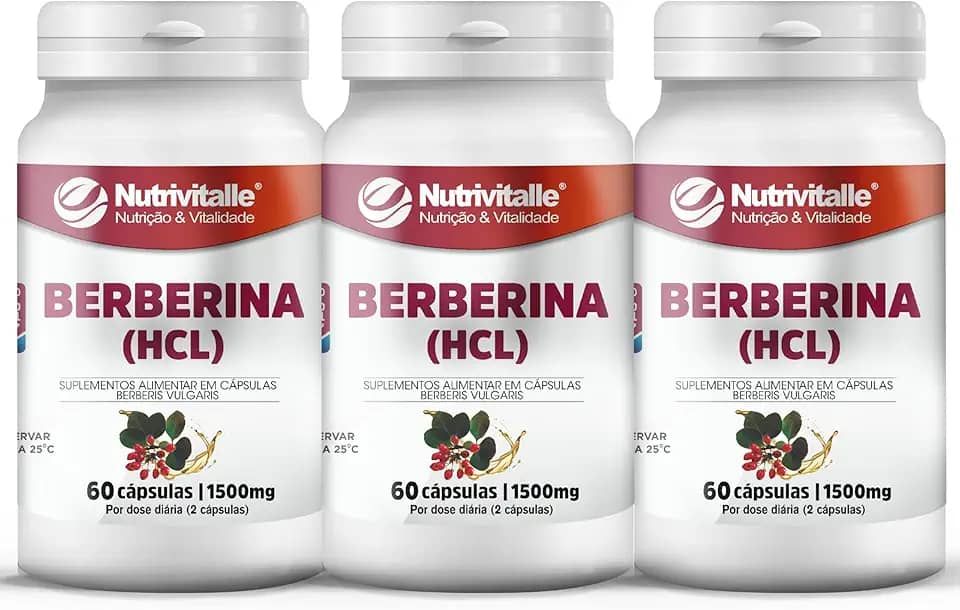 Berberina + Tcm 60 Cáps 700mg Softgels Nutrivitalle 3 Potes