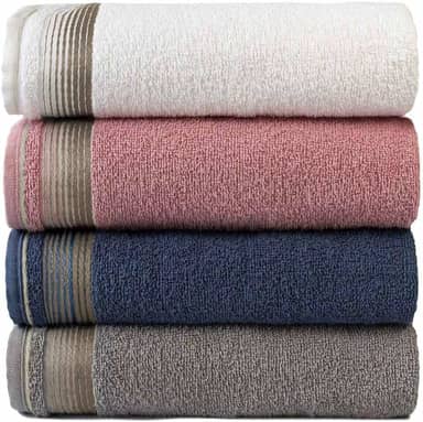 Kit Com 4 Toalhas Banhão Gigante Alta Absorção Sublime 70x150cm - KIT 3 (Branco/Rosa/Azul/Gris)