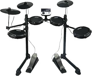 Bateria Eletrônica Digital MXT, 4 Pads de Bateria, 3 Pratos, Módulo de Som, Pedais, Preta