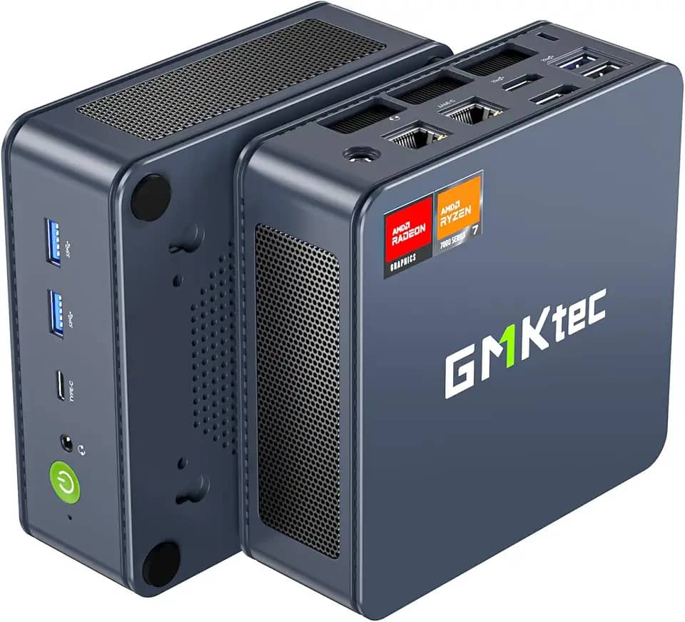 GMKtec Mini PC Gaming pré-instalado Windows 11 Pro, K6 AMD Ryzen 7 7840HS Dual NIC LAN 2.5Gbps Desktop Computer, 32GB DDR5 (16GB*2) 1TB PCIe4.0 SSD, USB4.0, HDMI, DP, USB-C, WiFi 6E, BT 5.2