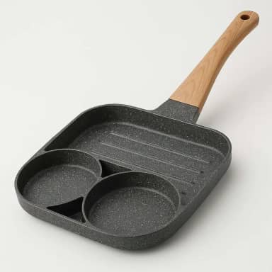 Frigideira Antiaderente Multifuncional 3 em 1 Cabo de Madeira Ideal para Fritar Ovos Legumes ou Carnes Fácil de Usar