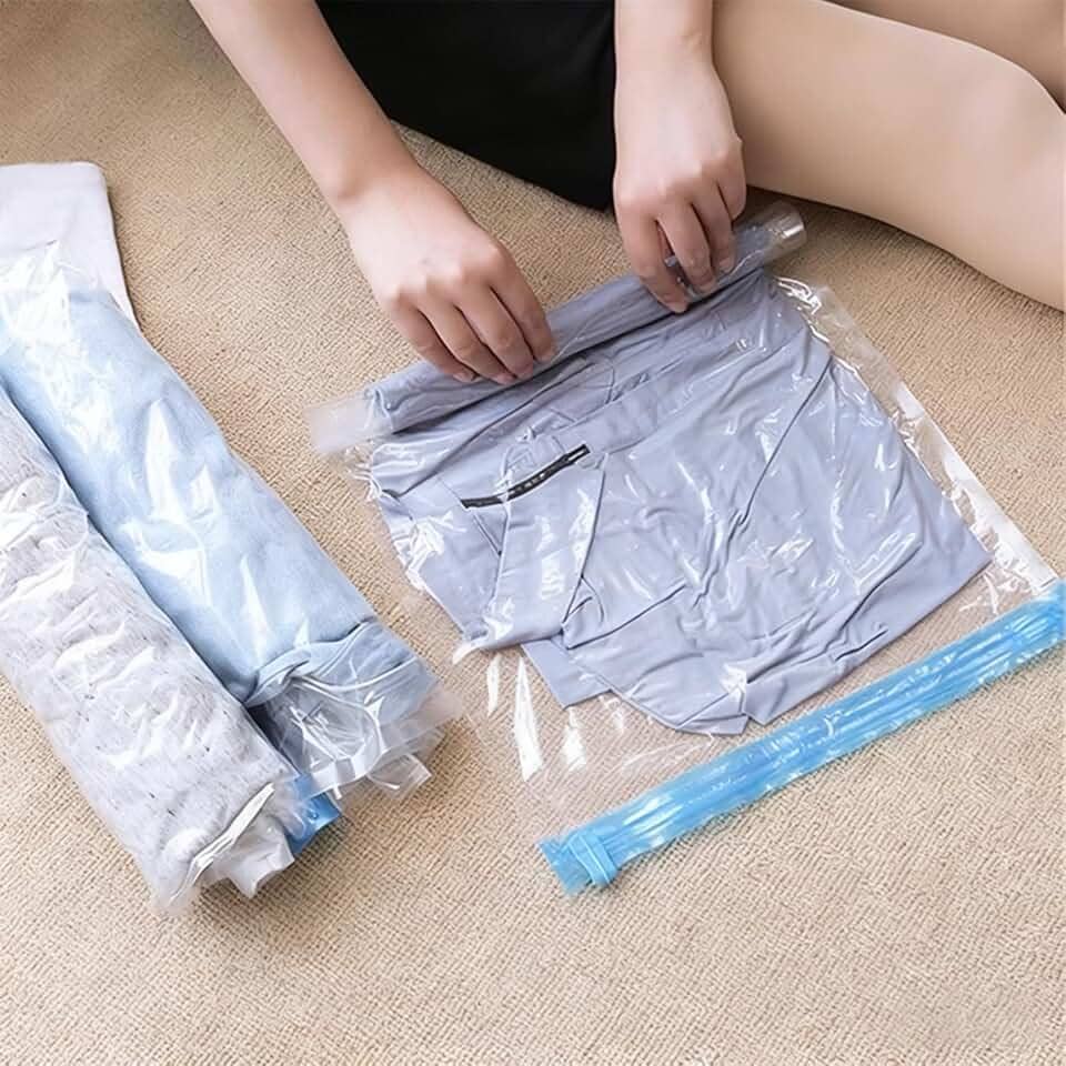 2 peças bolsa de armazenamento a vácuo transparente compressão economia espaço sacos selados recipiente de armazenamento dobrável doméstico para roupas (2 peças, 35 x 50 cm)