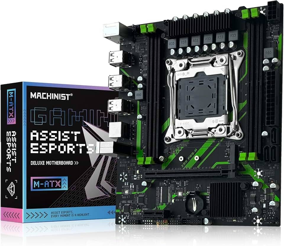 MACHINIST Placa-mãe X99 LGA 2011-3 Micro ATX para CPUs Intel E5 V3 V4 Series, DDR4 Max 128GB, NVME/NGFF M.2, PCIe 3.0, Gigabit LAN