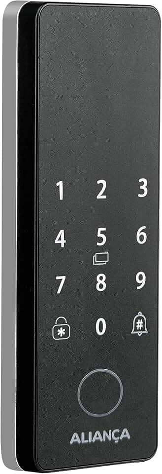 Fechadura Digital Iris Plus sobrepor para Porta de Madeira Preto Fosco Aliança