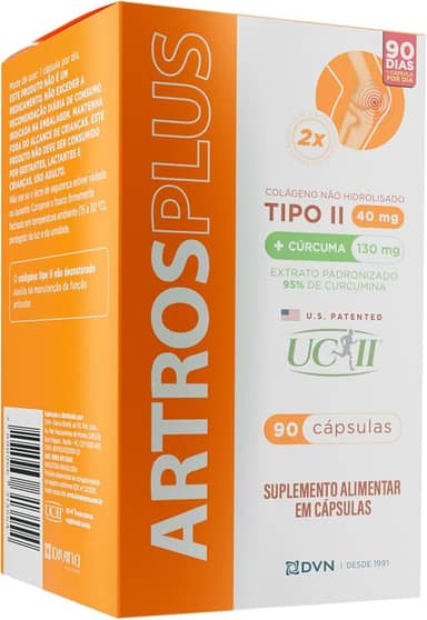 Divina Pharma Colágeno Tipo 2 Não Hidrolisado Uc-Ii 40Mg + Cúrcuma Usp 130Mg Com 90 Unidades - Artros Plus